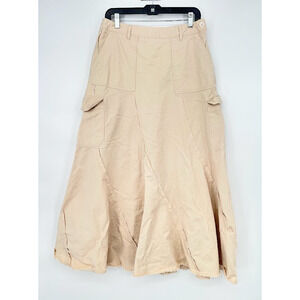 Vintage Spiegel Y2K 90s Cargo Maxi Skirt Khaki Tan Grunge Pockets 100% Cotton 10